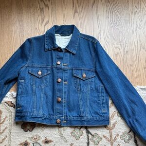 Blue Denim Jacket with Brown Buttons
